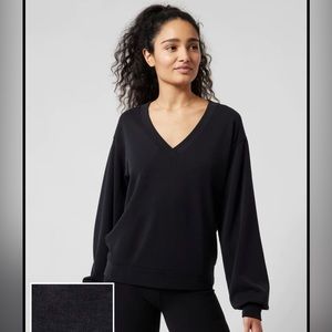 ATHLETA Seasoft V-neck Sweater Black Small DISCONTINUED